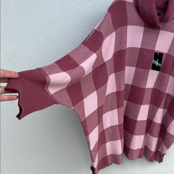 NWT Alfani Pink Cowl Neck Sweater with Plaid Design Size 3X - Picture 6 of 6